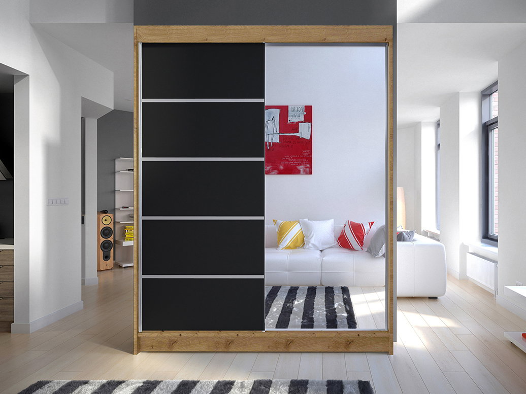 Ruhásszekrény Chantal 3 (artisan + fekete)