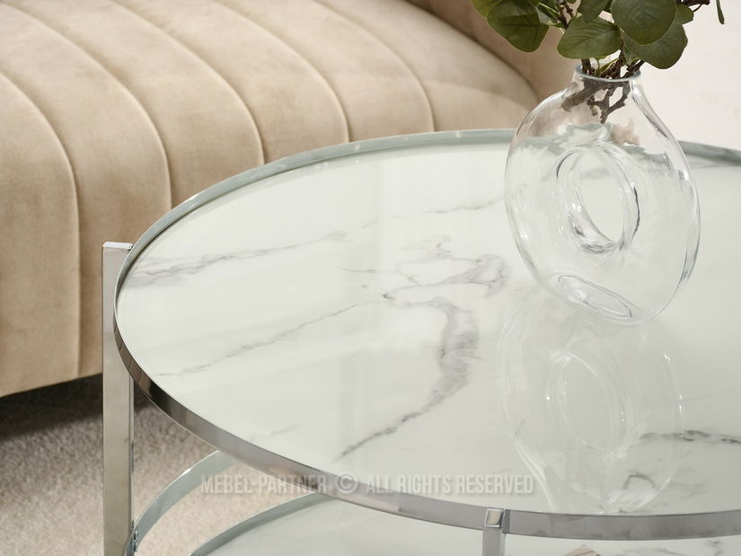 Dohányzóasztal Chici (fehér márvány + króm)