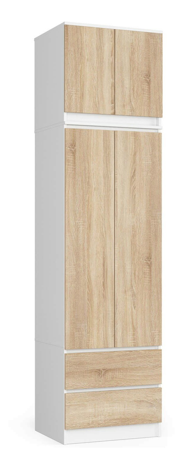 Ormar za garderobu Slots (bijela + hrast sonoma) (sa nadogradnjom)