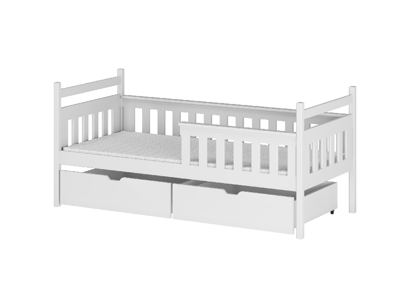 Gyerekágy 90 x 190 cm Emelda (ágyráccsal és tárolóhellyel) (fehér)