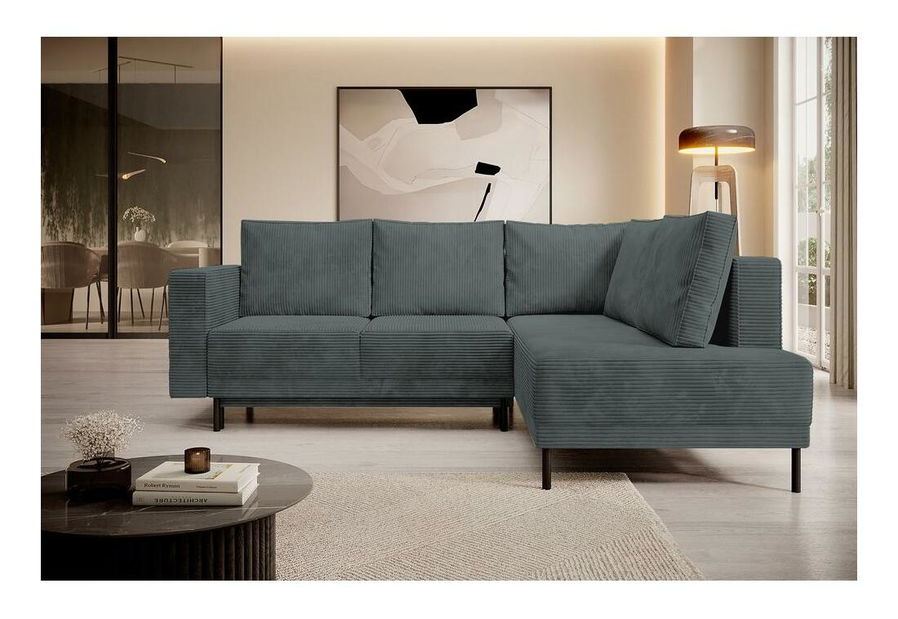 Rohová sedacia súprava Rodriguez (P) (sivá + čierna)