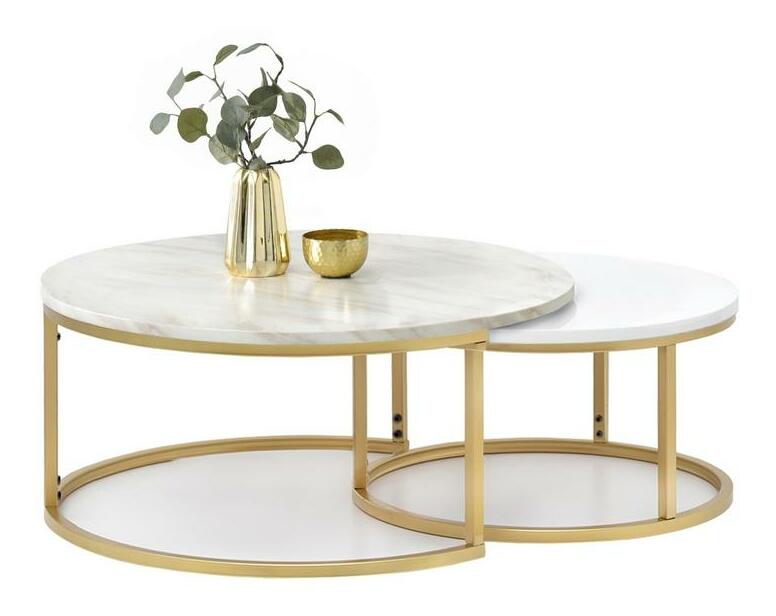 Konferenčný stolík Kolja Zest Xl (béžová + zlatá)