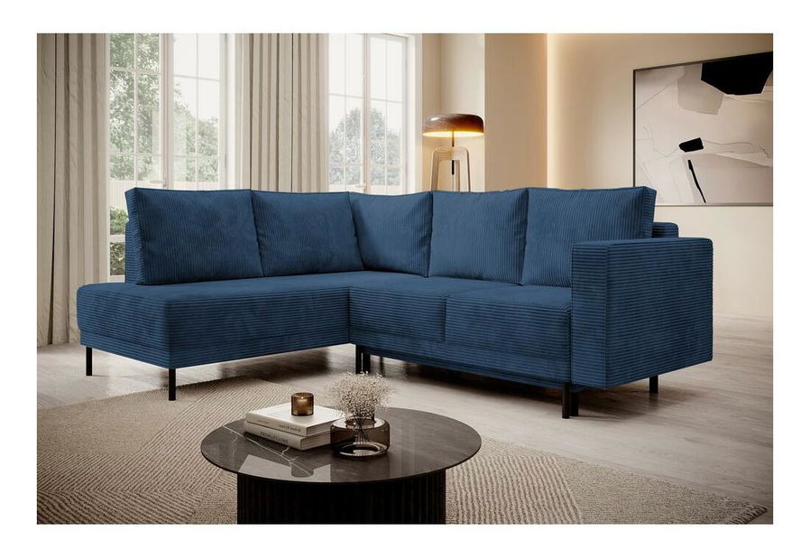 Rohová sedacia súprava Rodriguez (L) (námornícka modrá + čierna)