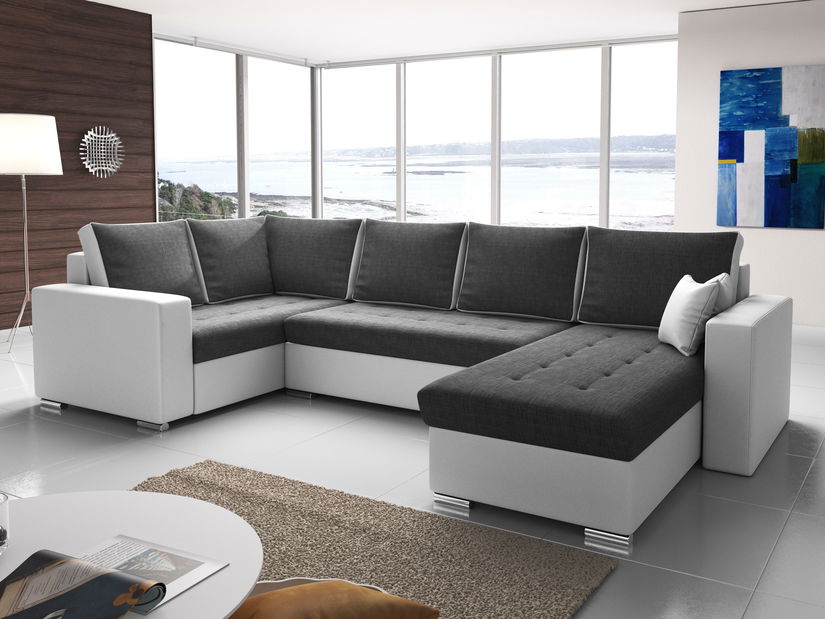U-alakú sarok kanapé Lamont (szürke + fehér) (B)