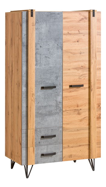 Dulap de haine Lorinda (Stejar wotan + beton milenium)