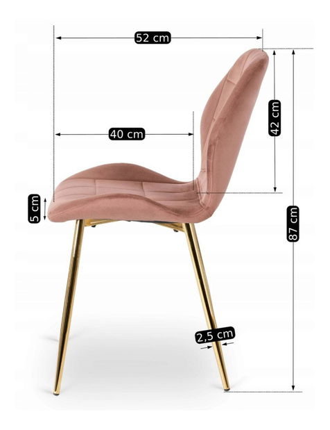 Set mobilier sufragerie Tengo (auriu + roz) (pentru 4 persoane)