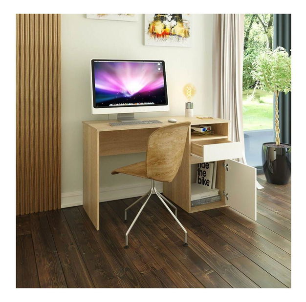Masă PC Bolegy (Stejar sonoma + albă) 