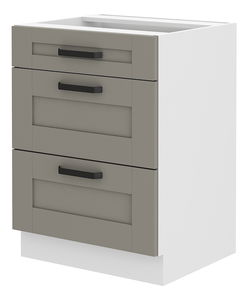 Dulap inferior de bucătărie Lucid 60 D 3S BB (claygrey + alb)