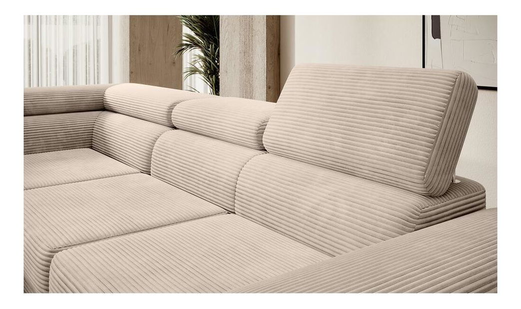 Rohová sedacia súprava Stiletto (L) (béžová tmavá + strieborná)