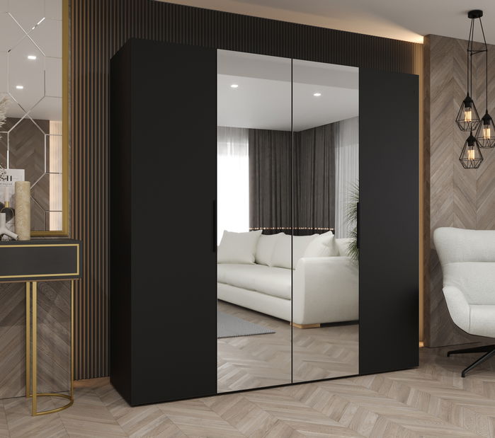 Dulap de haine 200 cm Mirabella 2 (Negru + Negru)