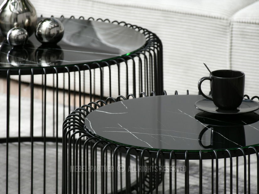 Konferenčný stolík Nils Xl (čierny mramor + čierna)