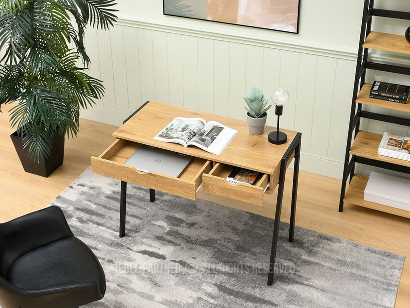 PC asztal Land (tölgy + fekete)