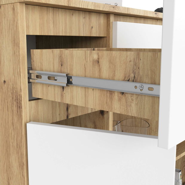 Comodă Kalista VII (Stejar artisan + Alb)