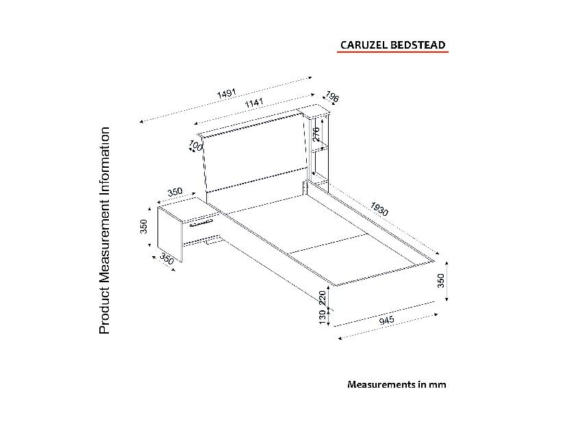 Jednolôžková posteľ 90 cm s nočným stolíkom Carusela (krémová)