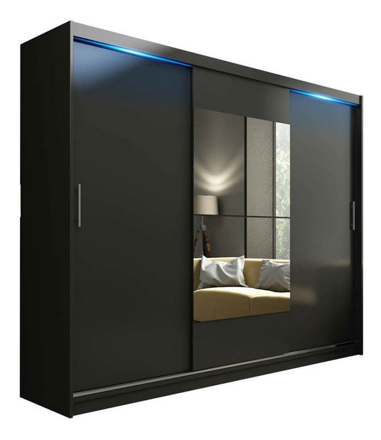 Šatníková skriňa Thor (s osvetlením) (čierna) *výpredaj