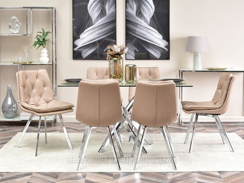 Stolička Polly (béžová + chrómová)