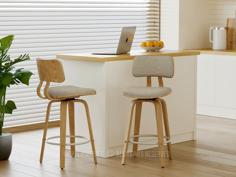 Scaun bar CH64 (bej + stejar)