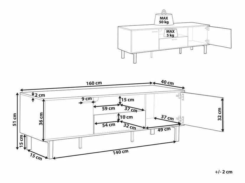 Masă TV/Dulap Camilla (lemn deschis)