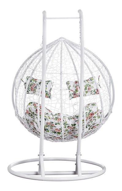 Függesztett kétszemélyes fotel Deber (fehér + virágminta) 