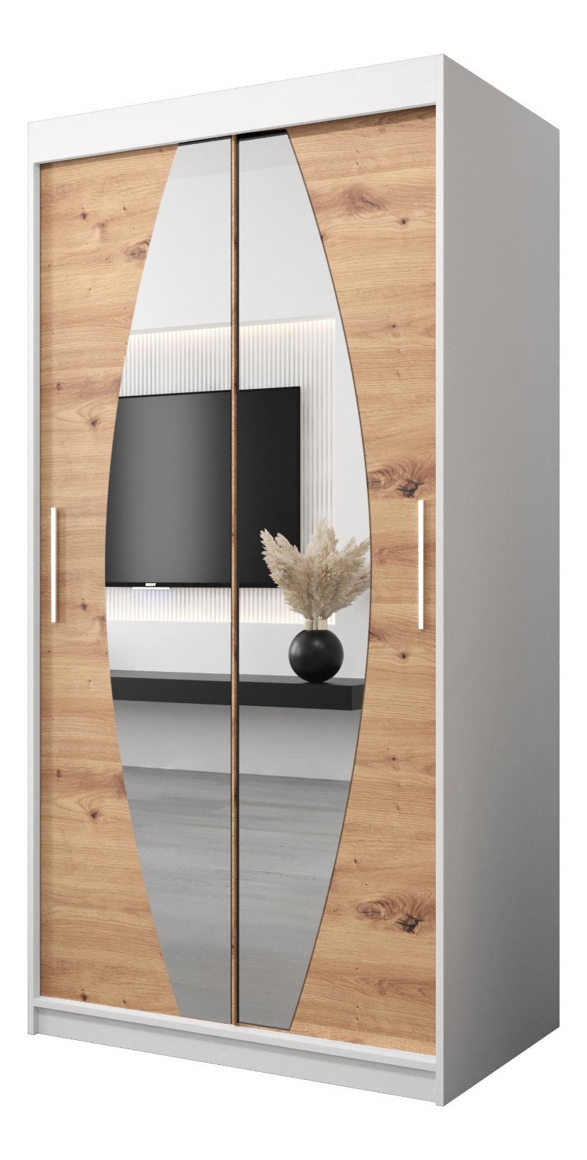 Ruhásszekrény 100 cm Eclipse (matt fehér + artisan tölgy)