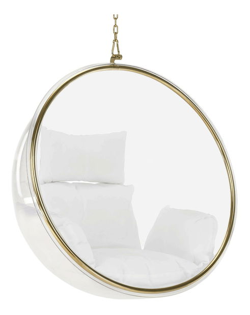 Függesztett hintafotel Belgica 1 (transzparens + arany + fehér) 