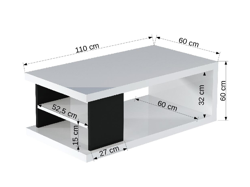 Konferenčný stolík Lea (biela + čierna matná)