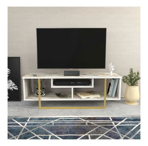 TV stolík/skrinka Aslana 120 (biela + zlatá)