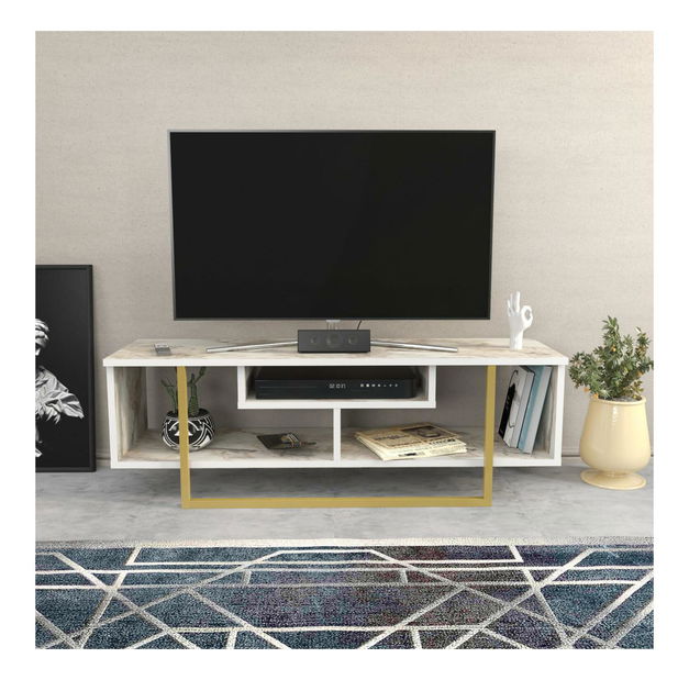 TV stolić/ormarić Aslana 120 (bijela + zlatna)