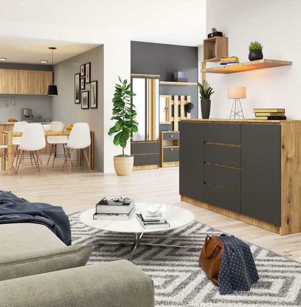 Komoda Koa (dub artisan + sivá)