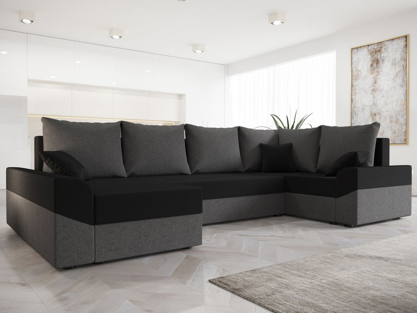Rohová sedacia súprava Dusk Long (čierna + sivá) (P)