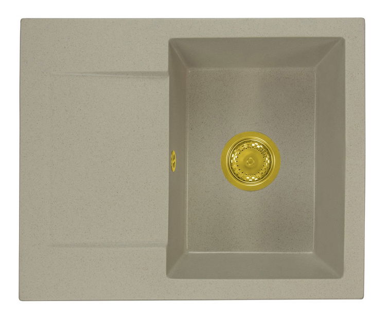 Chiuvetă de bucătărie Dalgam (bej) (cu 2 orificii pentru robinet) (S)