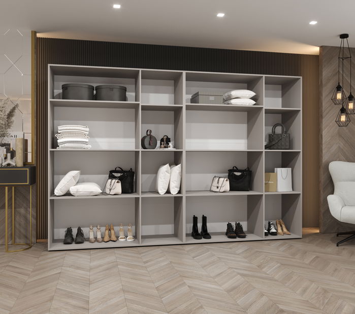 Ruhásszekrény 300 cm Parna 1 (kasmír + ezüst)