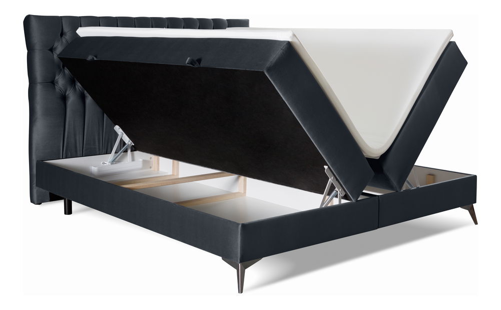 Manželská posteľ Boxspring 140 cm Molera (čierna) (s úložným priestorom)