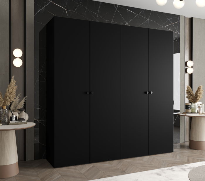 Šatníková skriňa 200 cm Parna 1 (čierna + čierna)