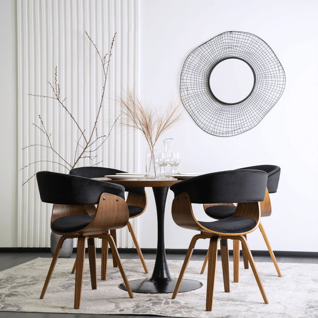 Set de sufragerie Leyes 2 (nuc + negru) (pentru 4 persoane)