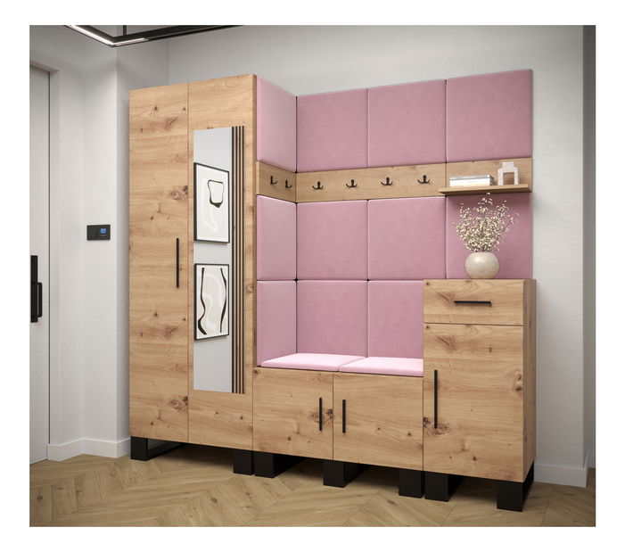 Előszobabútor Amanda 13 (artisan tölgy + rózsaszín)