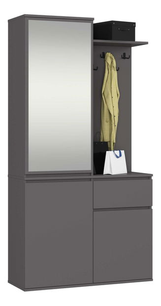 Előszoba bútor Enteruno (szürke grafit) (tükörrel)