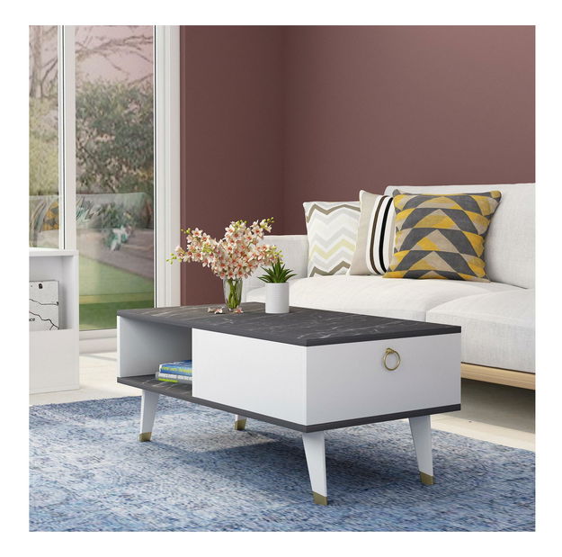 Măsuță de cafea Papina (negru + alb) 