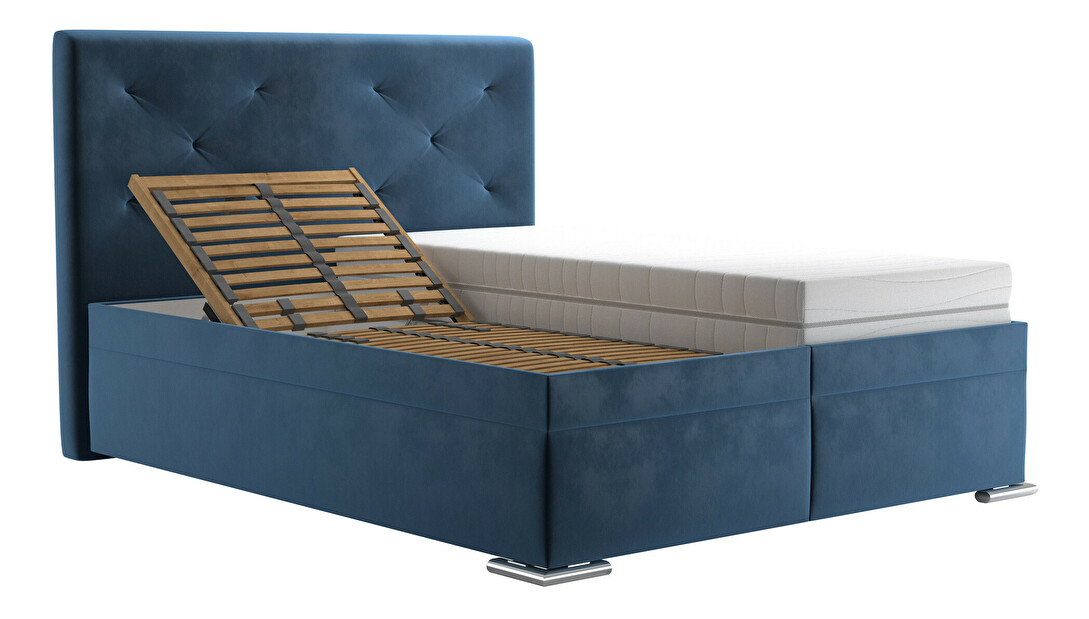 Manželská posteľ 160 cm BRW Chyren (tmavomodrá) (s roštami a úl. priestorom)