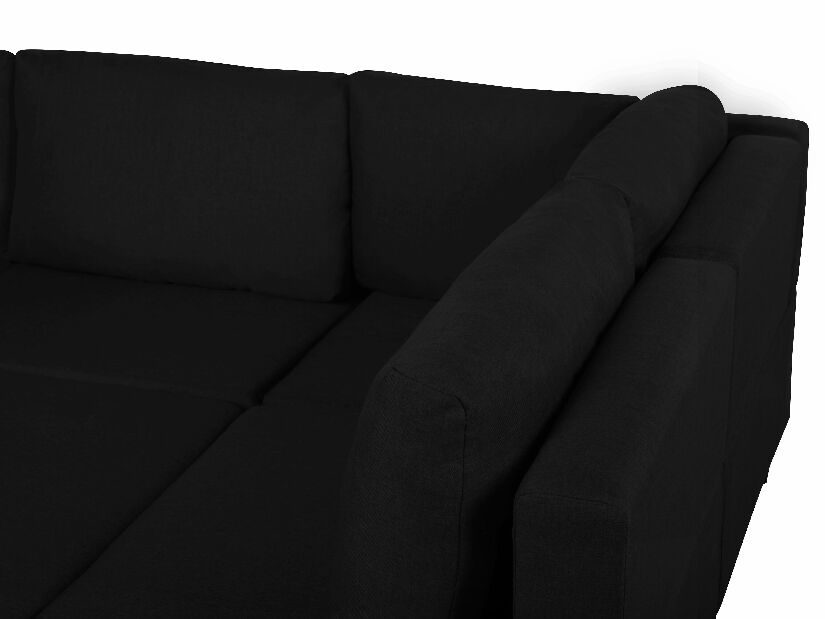 Modulárna pohovka FELLE (polyester) (čierna) (pre 4 ľudí) (s taburetkou)