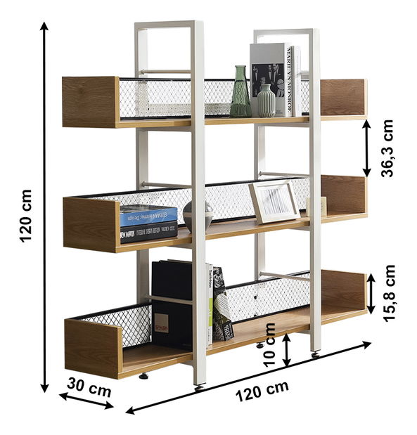 Raft Kelama Typ 1 (alb + negru + acacia)