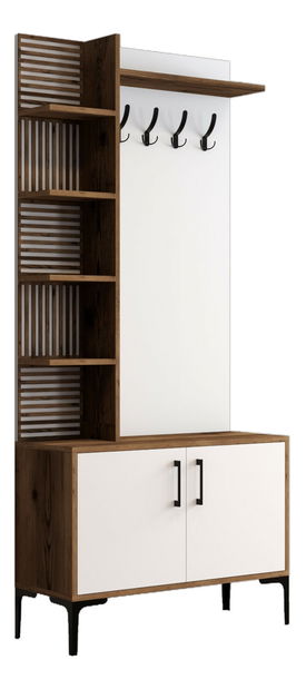 Set mobilier pentru hol Verana (Nuc + Alb)