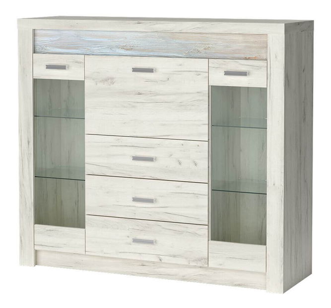 Vitrină Indie 08 (cu iluminat LED) (craft alb)