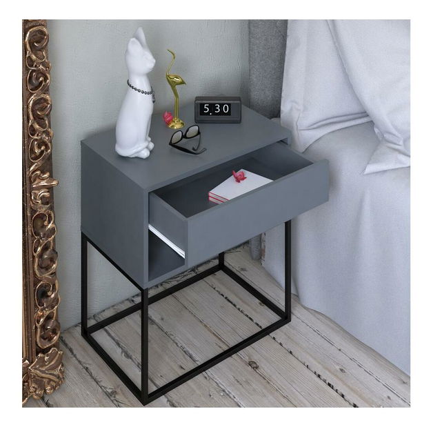 Noćni ormarić Autor (grafit + crna) 