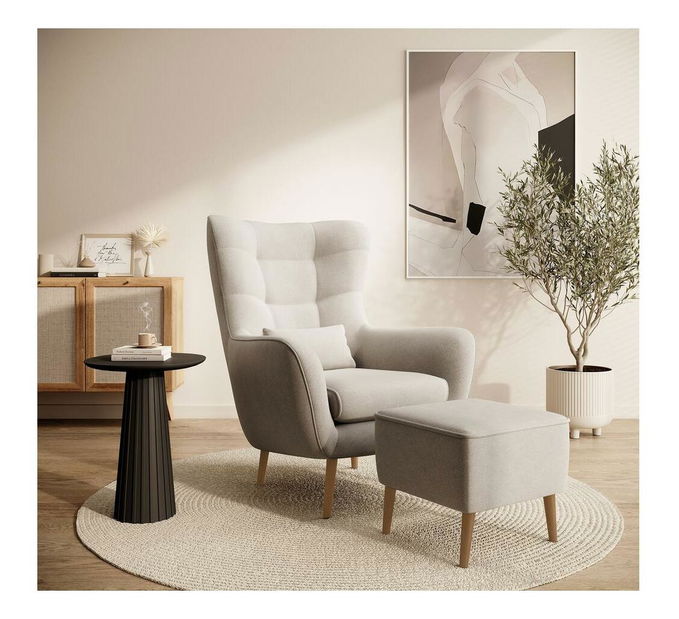 Fotoliu cu suport picioare Veneza VZ1 (bej deschis + fag)