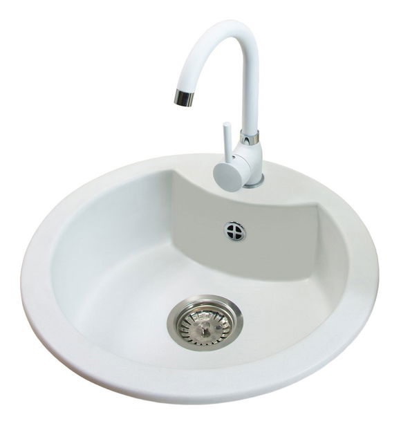 Chiuvetă de bucătărie Mellusa (alb) (fără orificiu pentru robinet)