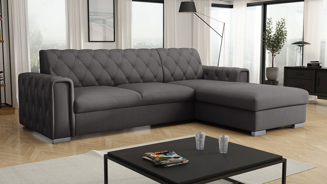 Kutna garnitura Nazit (sivo-crna)