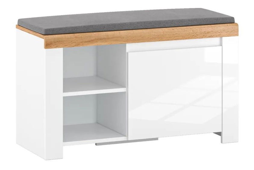 Ormarić za obuću Valgo 1D (extra visoki bijeli sjaj + hrast wotan)