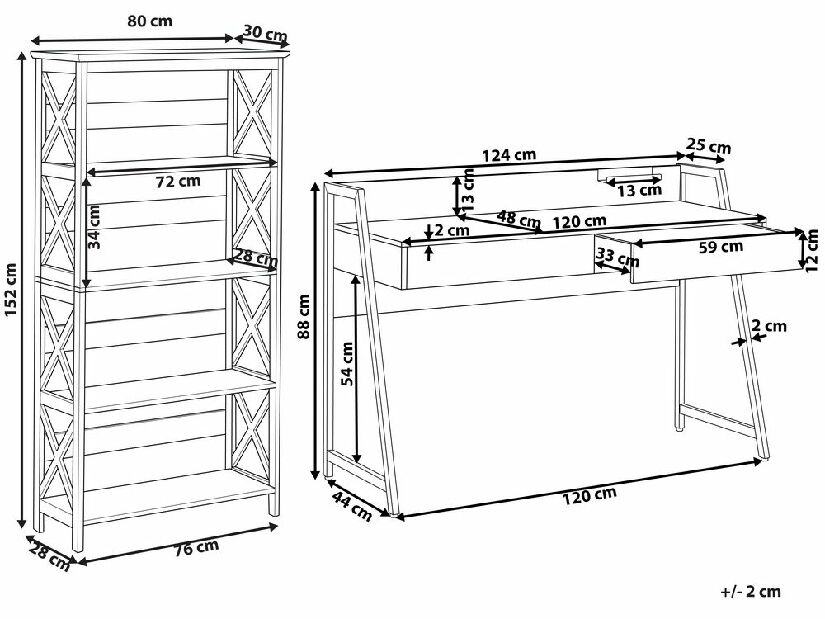 Set mobilier birou Frida (lemn închis + negru)