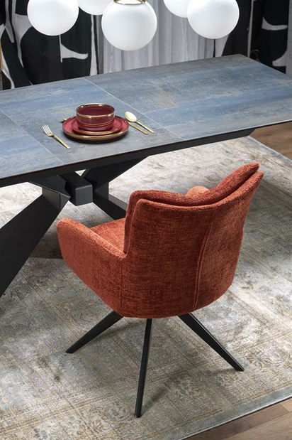 Blagovaonski stol Lucius (modrý mramor + crna) (za 8 i više osoba)